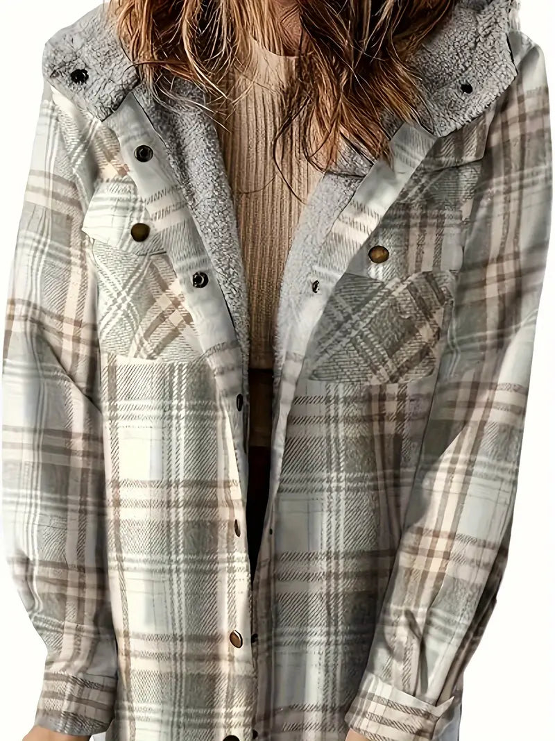 Street-wave Winter Plaid Zip Jacket For Women Cozy Warmth And Effortless Style For Everyday Wear