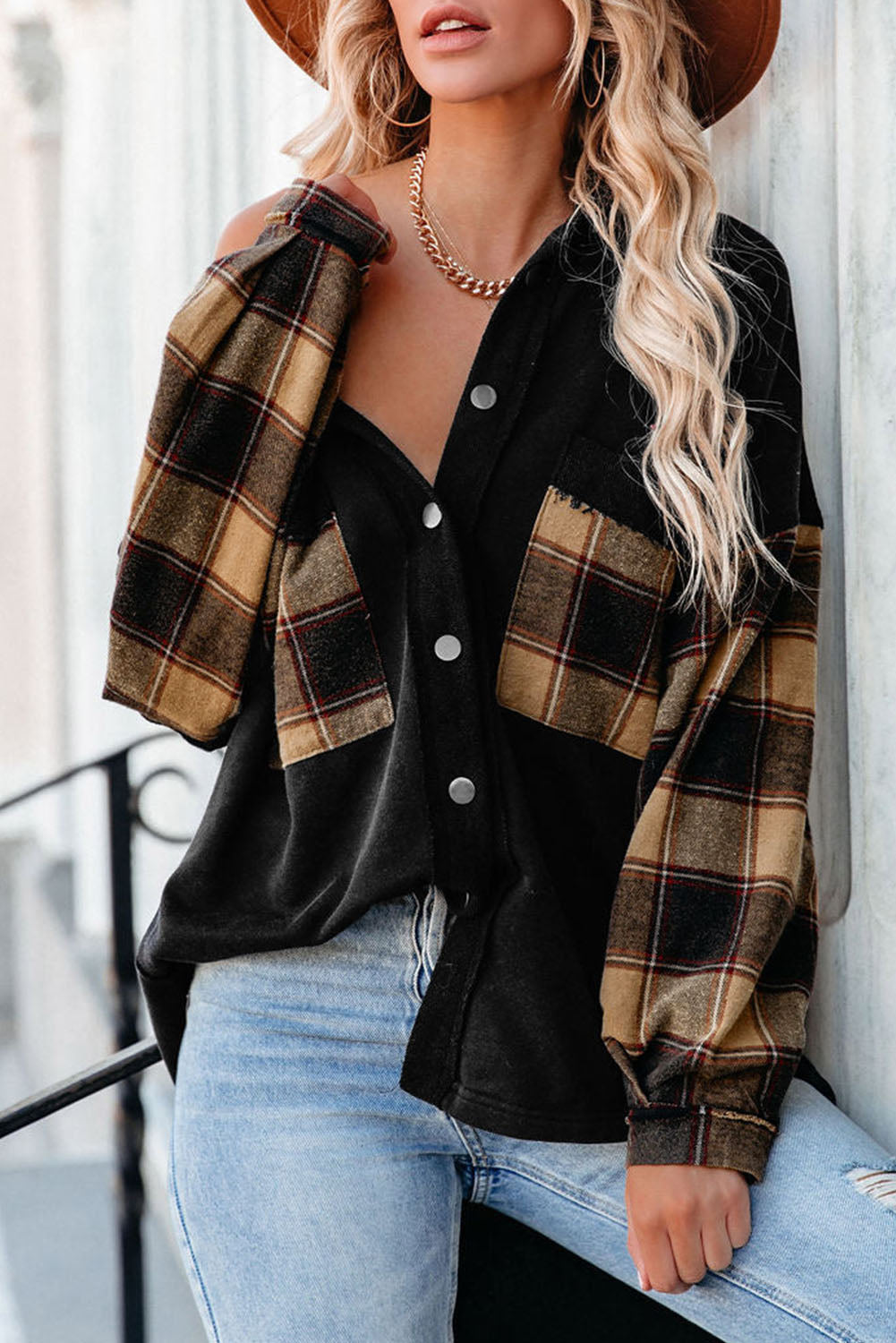 Street-wave Polka Dot Flannel Shirt For Women Polyester Cotton Blend Cozy Everyday Style