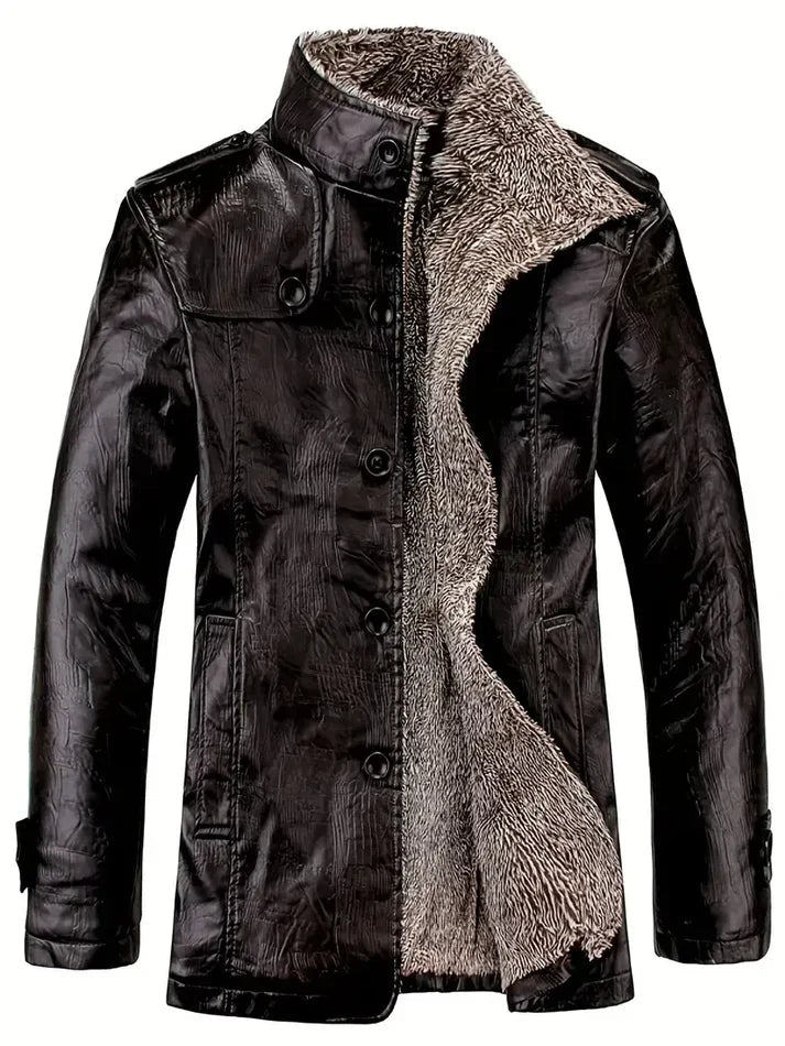 Street Wave Men's Leather Jacket With Fleece Lining For Warmth And Premium Classic Style