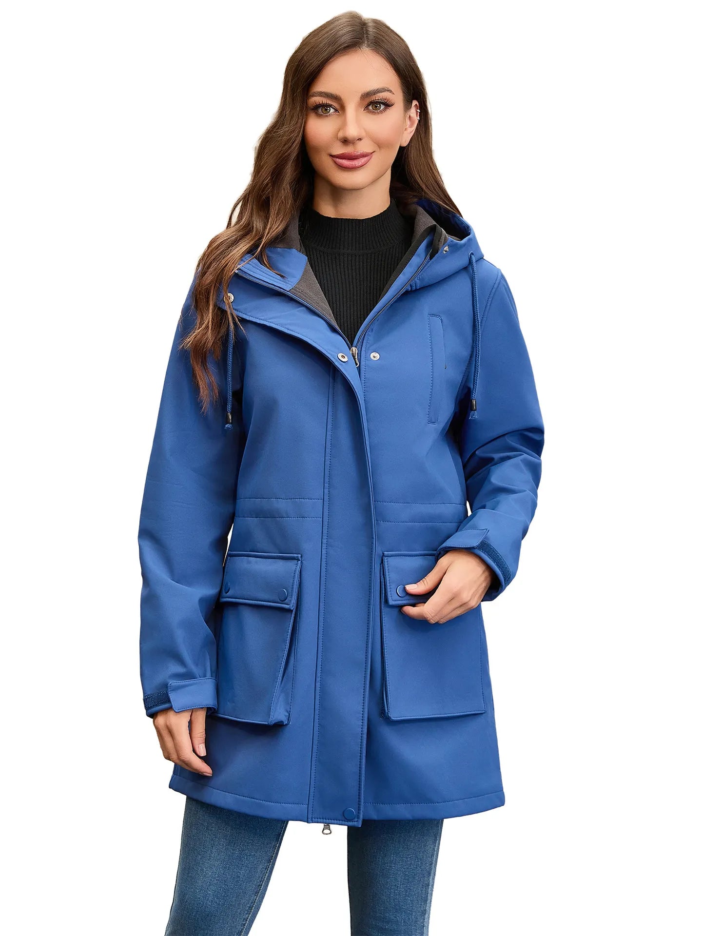 Street-wave Waterproof Hooded Softshell Jacket For Women, Windproof Rain Shield, Cozy Comfort