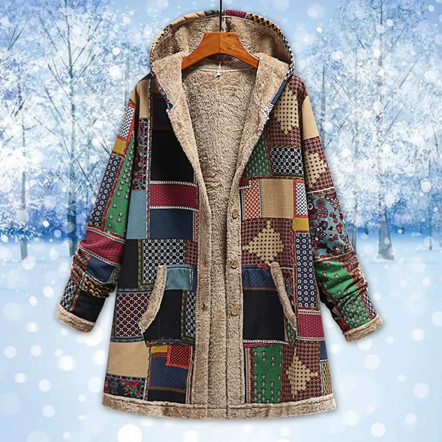 Streetwave Luxury Fleece Jacket For Women Ultra Cozy Sherpa Lined Patchwork Coat