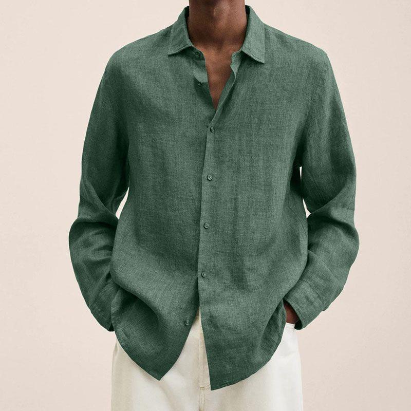 Guinevere Mens Linen Long Sleeve Shirt Breathable Lightweight Elegant Comfort For Warm Days