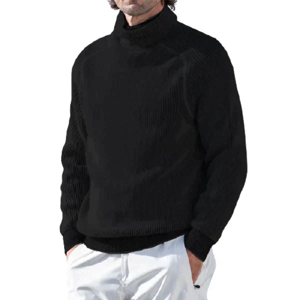 Street-Wave Men's Turtleneck Sweater With Structured Knit Multilayer Lining For All-Day Comfort