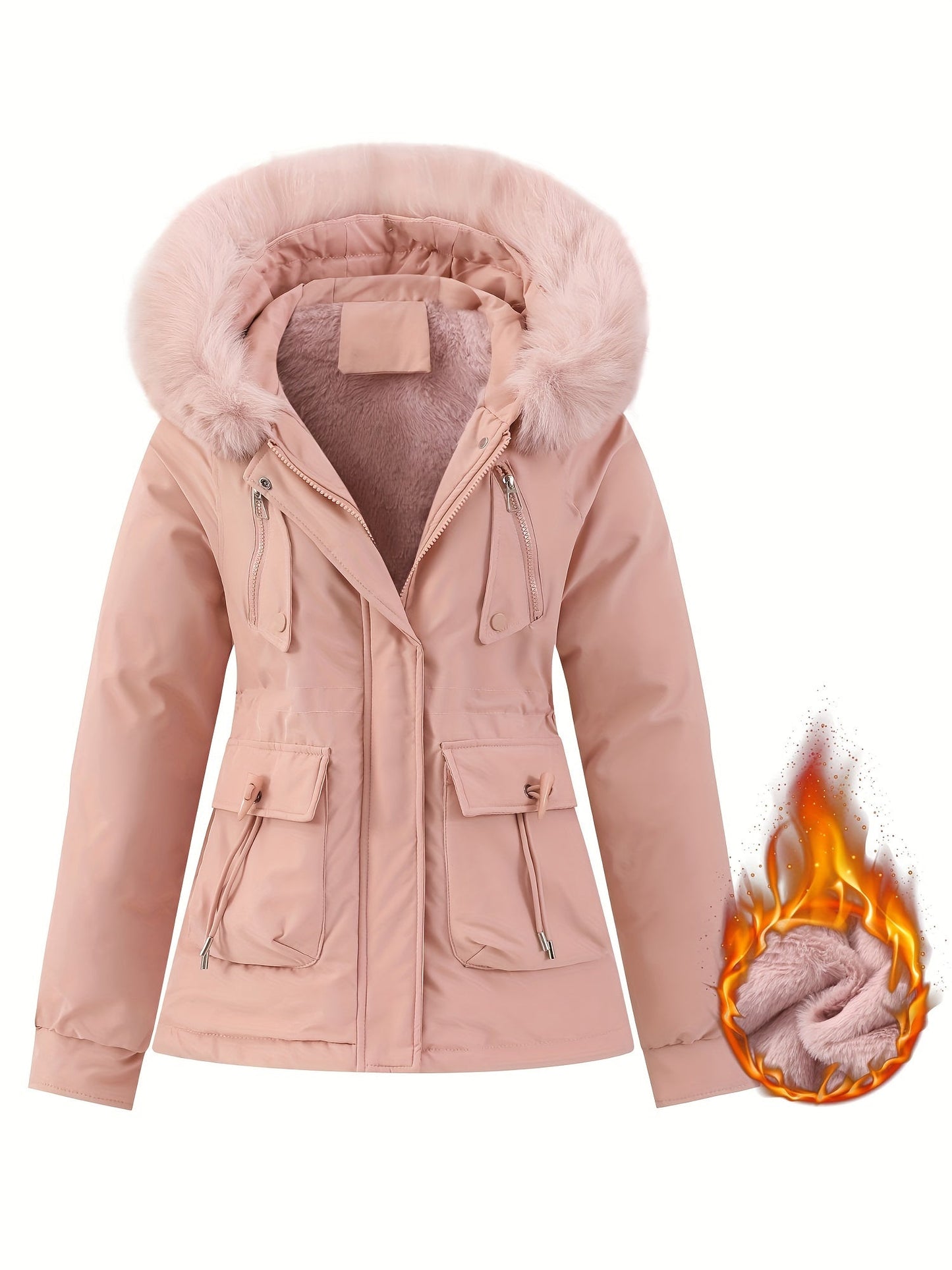Street Wave Womens Winter Coat With Detachable Faux Fur Hood Windproof Warmth And Style