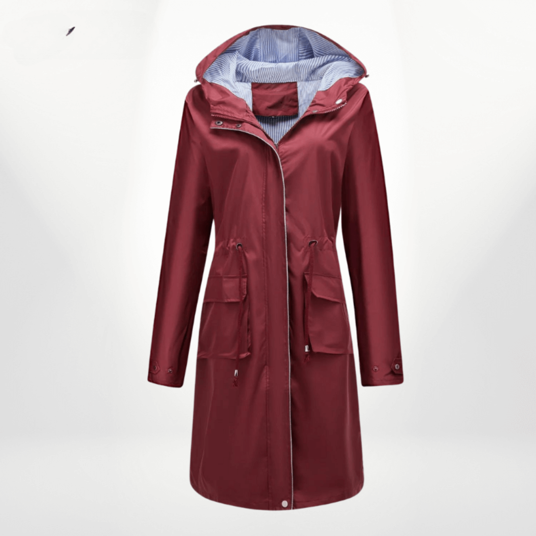 Street Wave Waterproof Knee Length Trench Coat For Women Lightweight Rain Shield