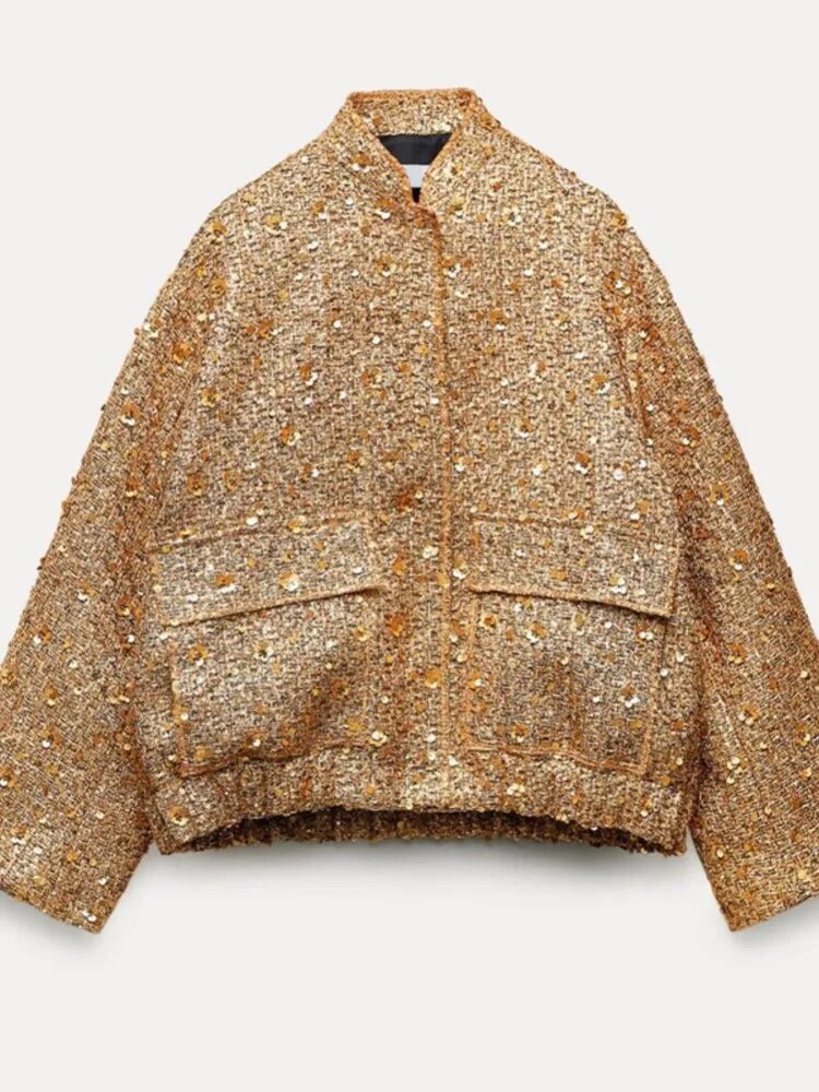 Streetwave Sequin Bomber Jacket For Women Elegant Versatile And Glamorous Statement Piece