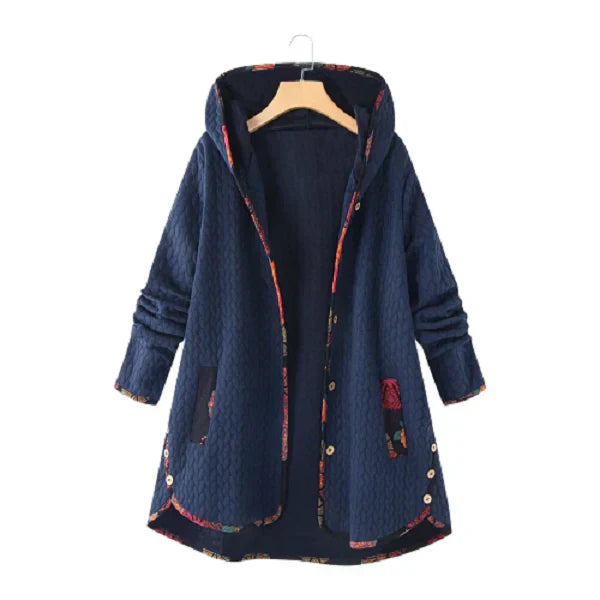 Street-wave Quilted Winter Coat for Women Warm Cozy Padded Jacket with Colorful Trim and Pockets