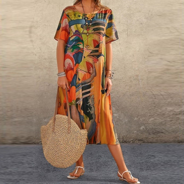 Dina Dress By Street-Wave Breathable All-Day Comfort For Women With Modern Elegant Abstract Print