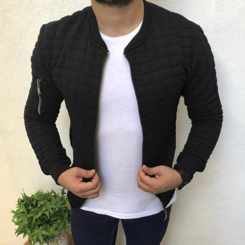 Quilted Bomber Jacket For Men By Street-wave With Warm Padding And Zippered Arm Pocket
