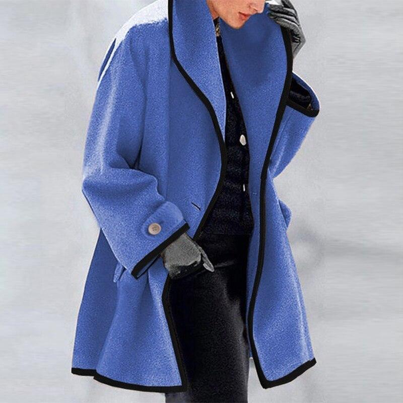 Street-Wave Wool Coat Open Front With Lapel Collar Relaxed Mid Thigh Length For Modern Streetwear Fans
