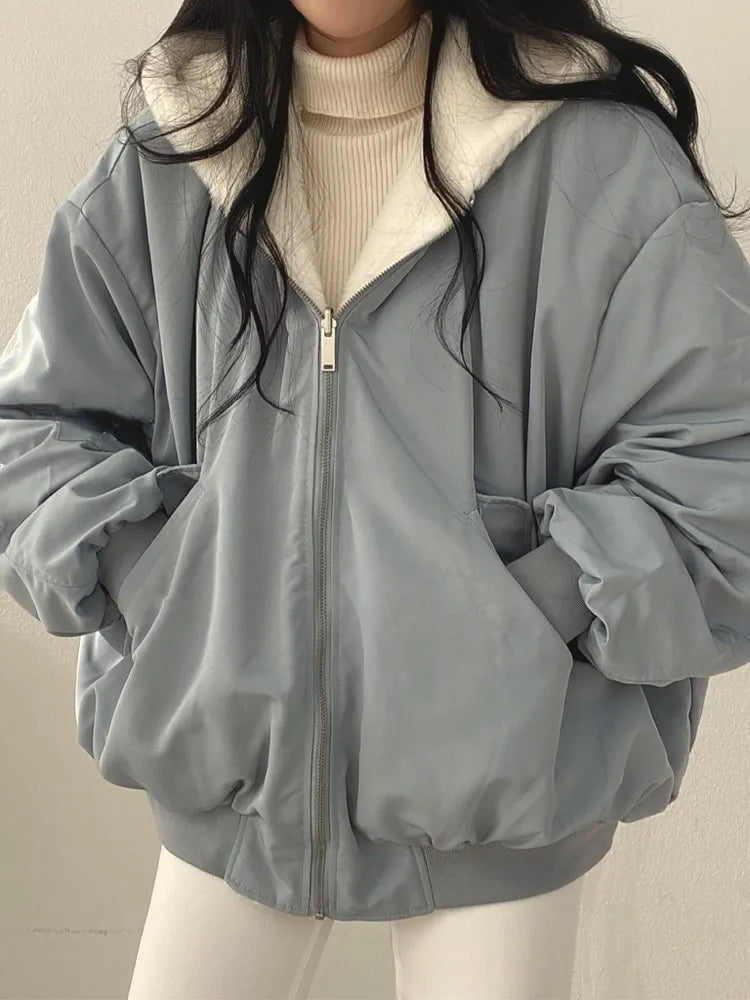 Street Wave Vintage Bliss Winter Jacket Reversible Warm Cozy Oversized Hooded AllWeather Women