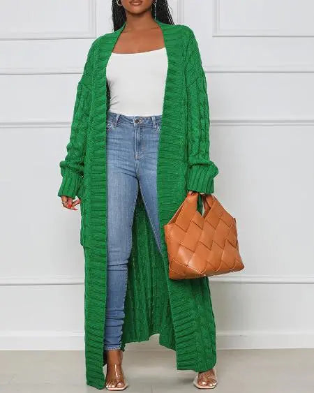 Street-Wave Long Knit Cardigan Coat For Women Cozy Elegant Everyday Luxury Versatile Warmth