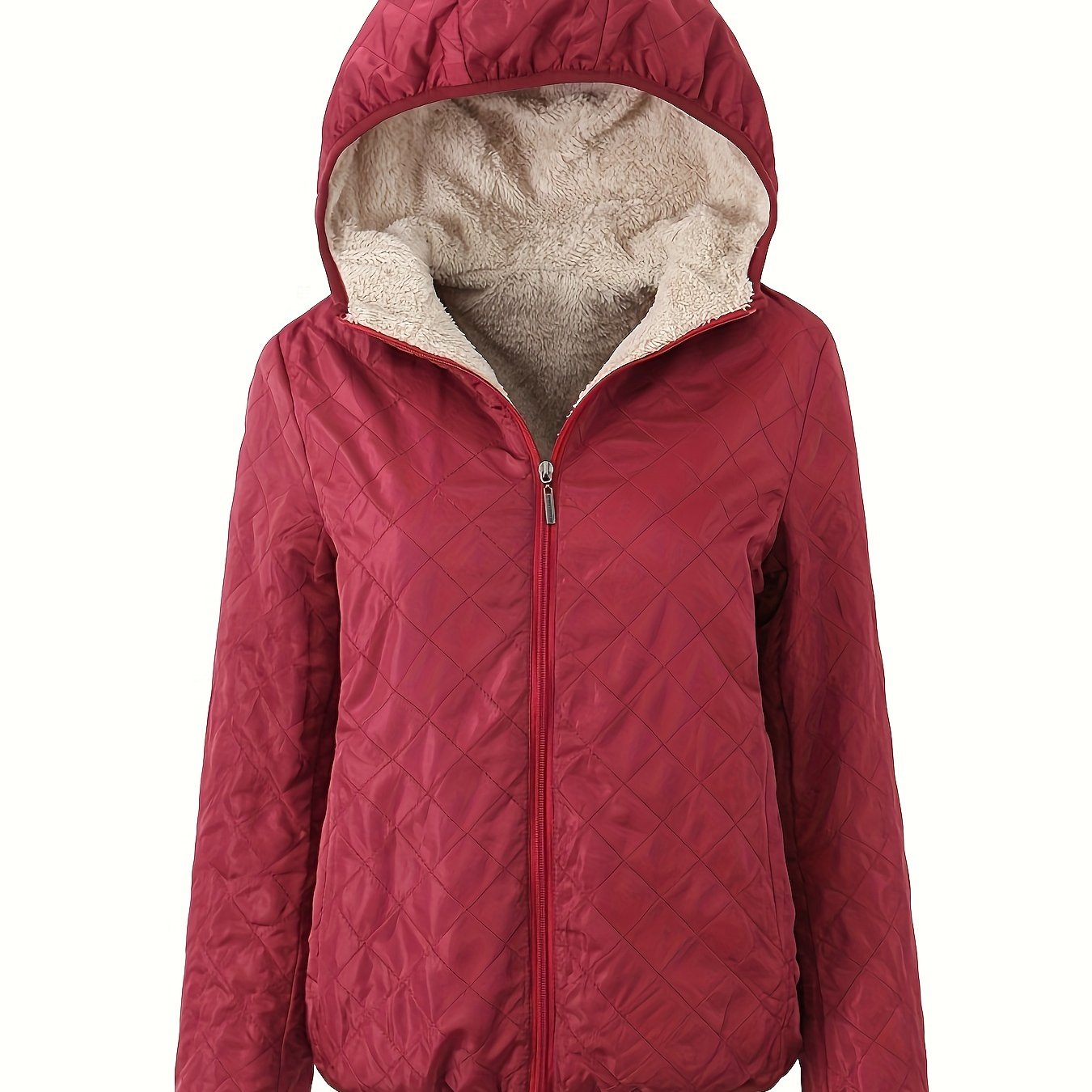 Street-wave Quilted Hooded Jacket for Women with Cozy Fleece Lining for Warmth and Everyday Chic