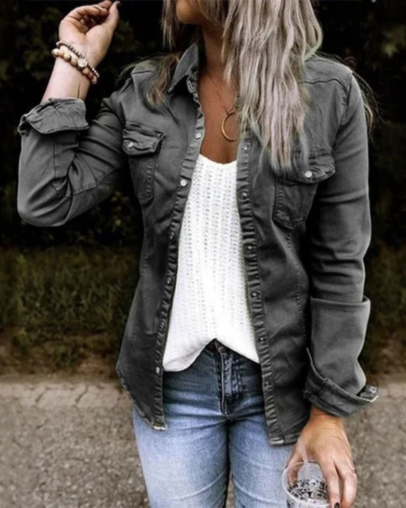 Street-wave Denim Jacket For Women Comfortable Everyday Casual Essential Outerwear