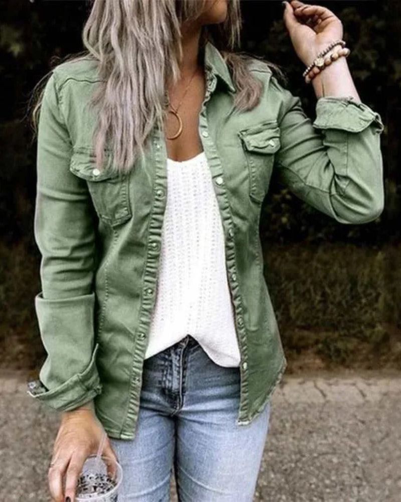 Street-wave Denim Jacket For Women Comfortable Everyday Casual Essential Outerwear
