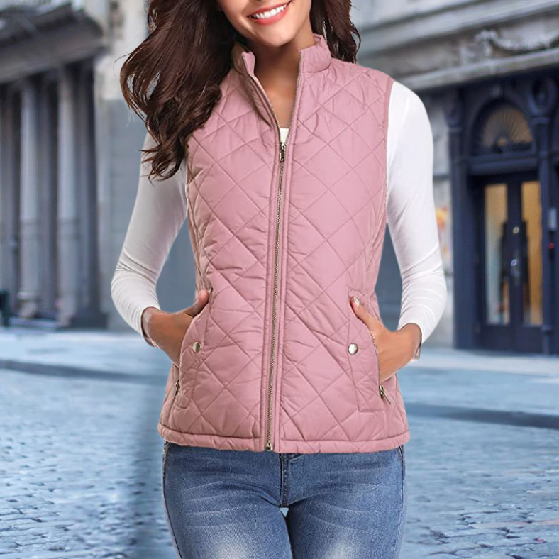 Street-Wave Quilted Jacket For Women With Full Zip Front Warmth And Convenient Pockets For Everyday Wear