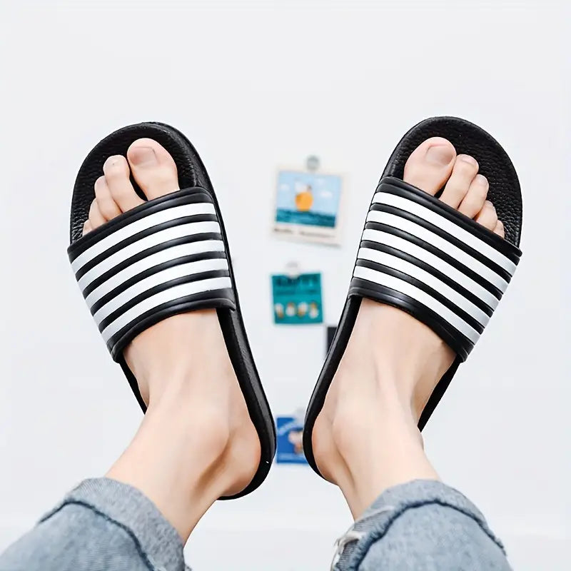 Open Toe Slippers Zenobia Streetwave Lightweight Non Slip Striped Mens All Day Comfort Home Shoes