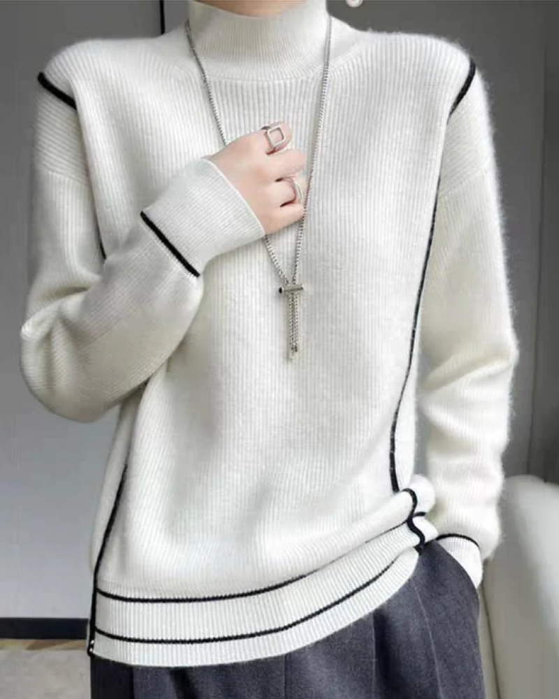 Street Wave Elegant Minimalist Turtleneck Sweater For Women Cozy Timeless Wardrobe Essential