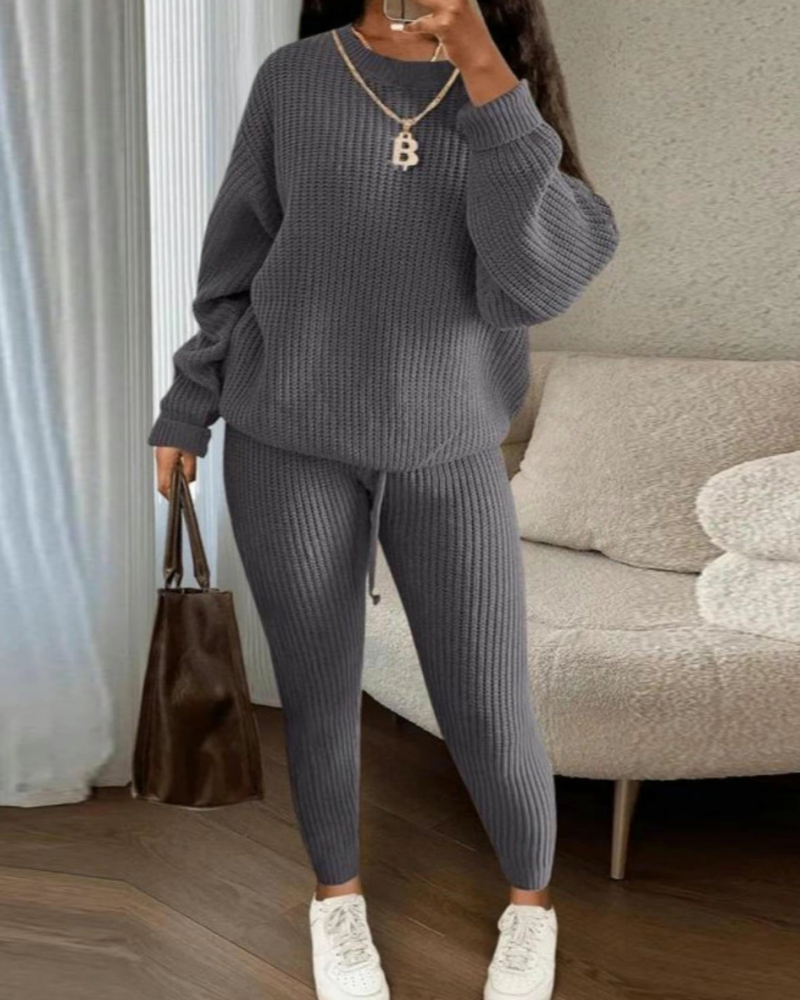 Street-Wave 2 Piece Lounge Set Cozy Soft Knit For Women Everyday Comfort Stylish Homewear Ultra Cozy