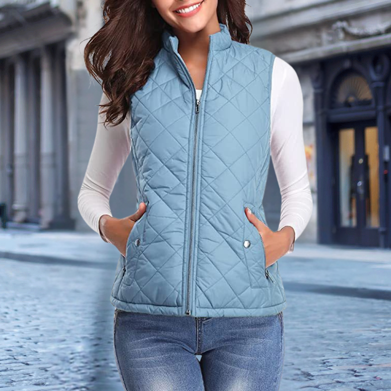 Street-Wave Quilted Jacket For Women With Full Zip Front Warmth And Convenient Pockets For Everyday Wear