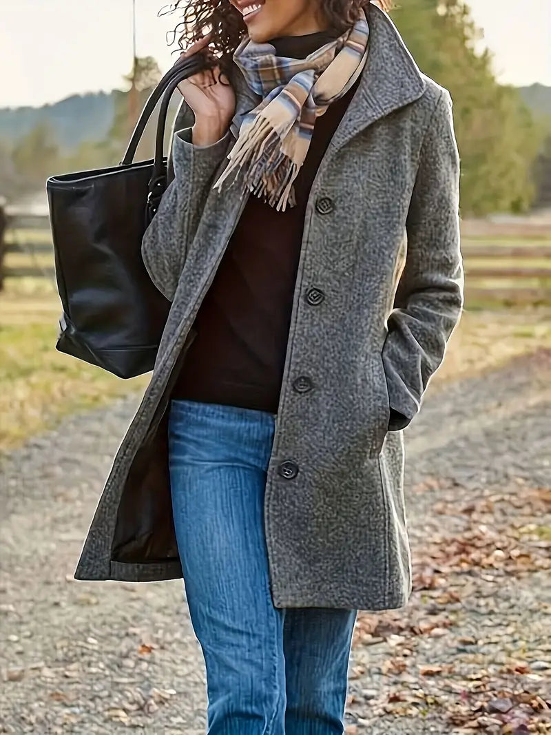 Street-Wave Button Coat For Women Elegant Timeless Outerwear With Front Closure Premium