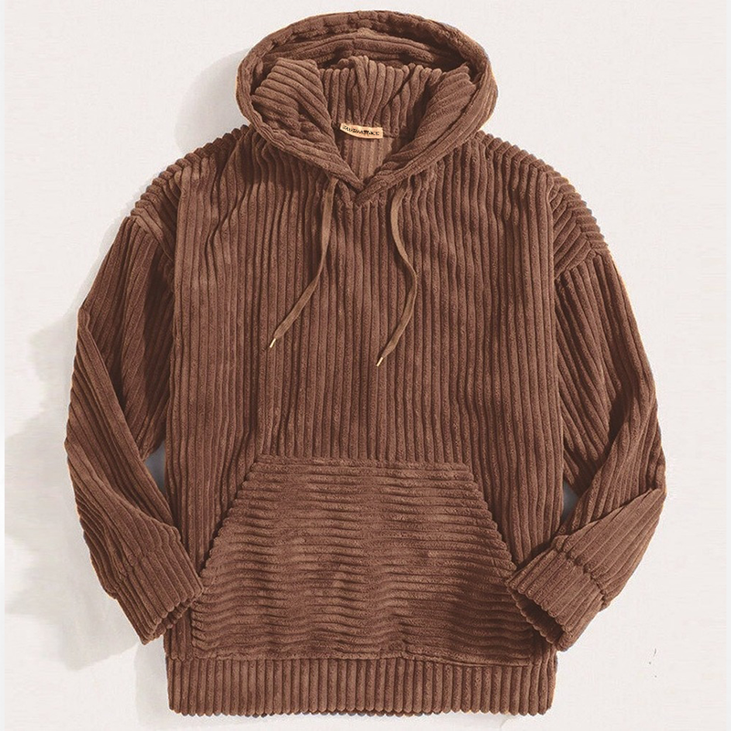 Velour Hoodie For Travelers Streetwave Luxurious Lounge Wear With Corduroy Texture For Men