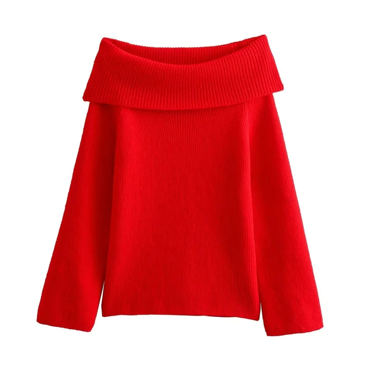 Street-wave Off-Shoulder Knit Sweater For Women Cozy Oversized Pullover With Soft Warmth And Elegant Comfort