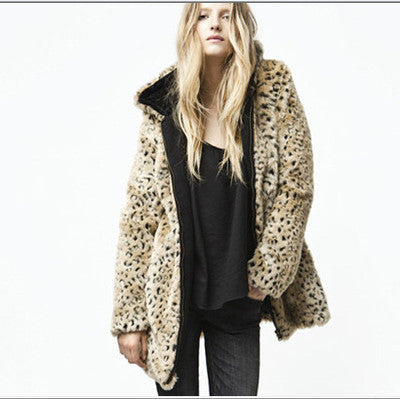 Streetwave Women Leopard Print Faux Fur Jacket With Pockets Luxurious Cozy Outerwear