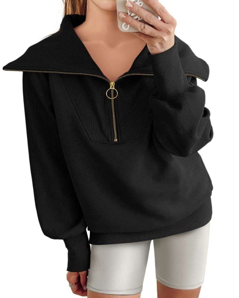Street-wave For Women Cozy Half Zip Knit Sweater For All Day Comfort And Effortless Style