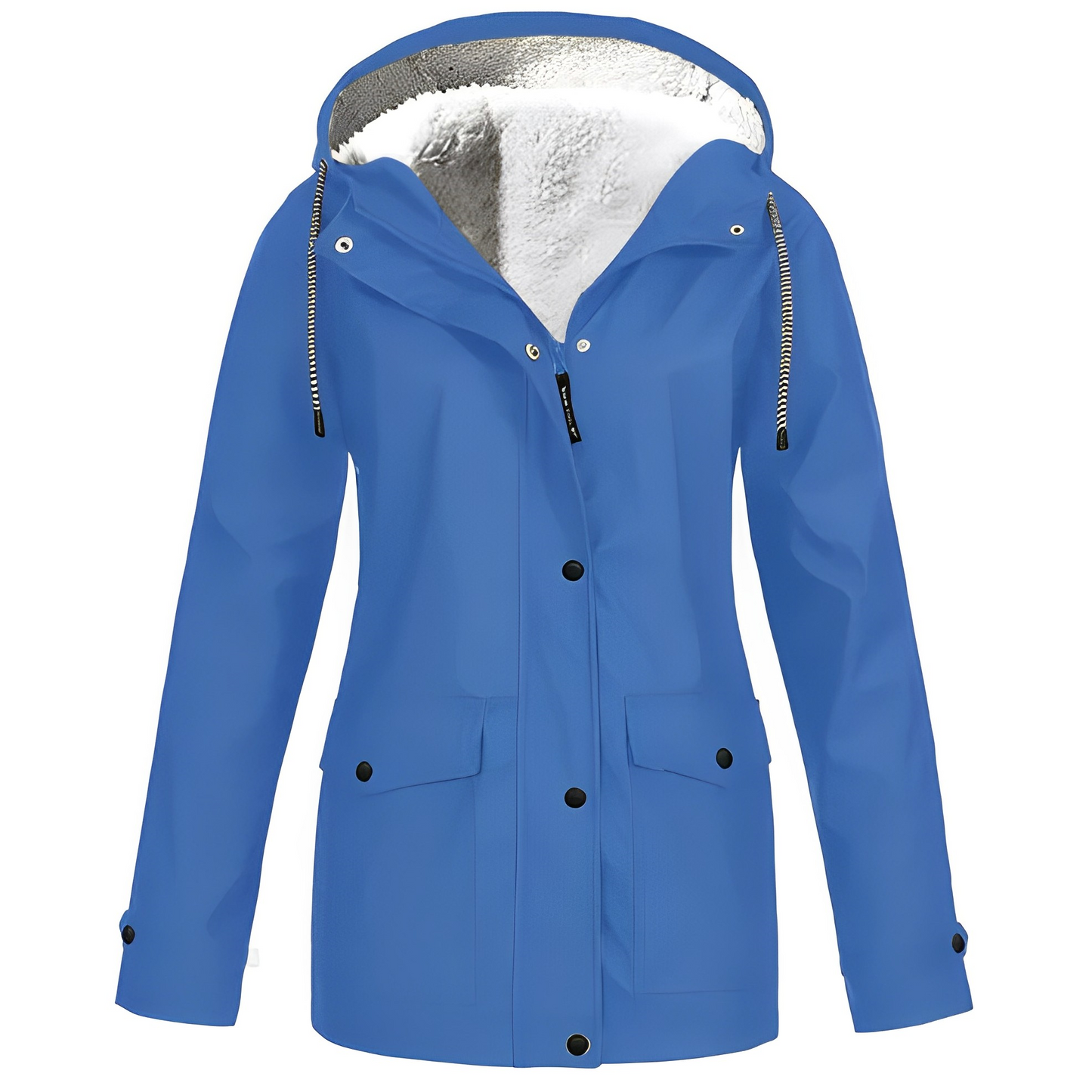 Street-wave Fleece Lined Womens Rain Jacket With Cozy Insulation Hooded All Weather Coat