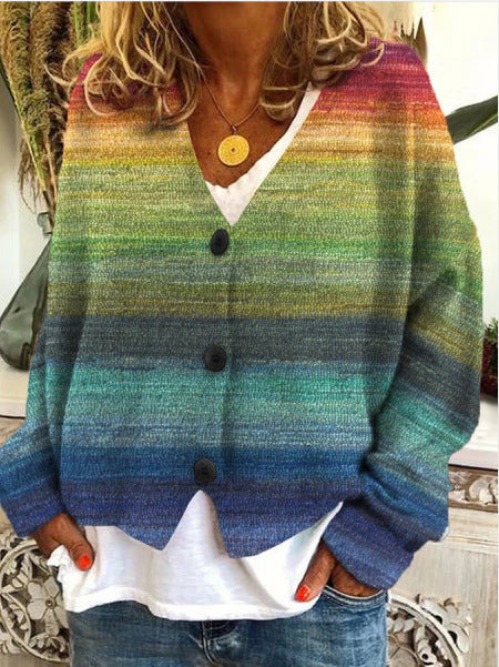 Street-Wave Printed Women's Cardigan Soft Skin Friendly Knit With Colorfast Pilling Resistant Warmth For Women