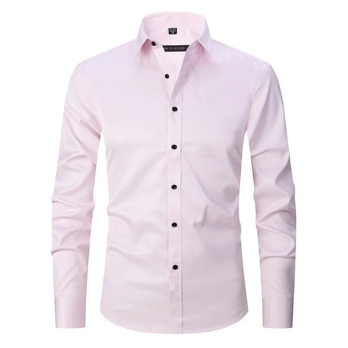 Nordisk Flair Mens Shirt Slim Fit Breathable Stretch Fabric Non Iron Button Closure White
