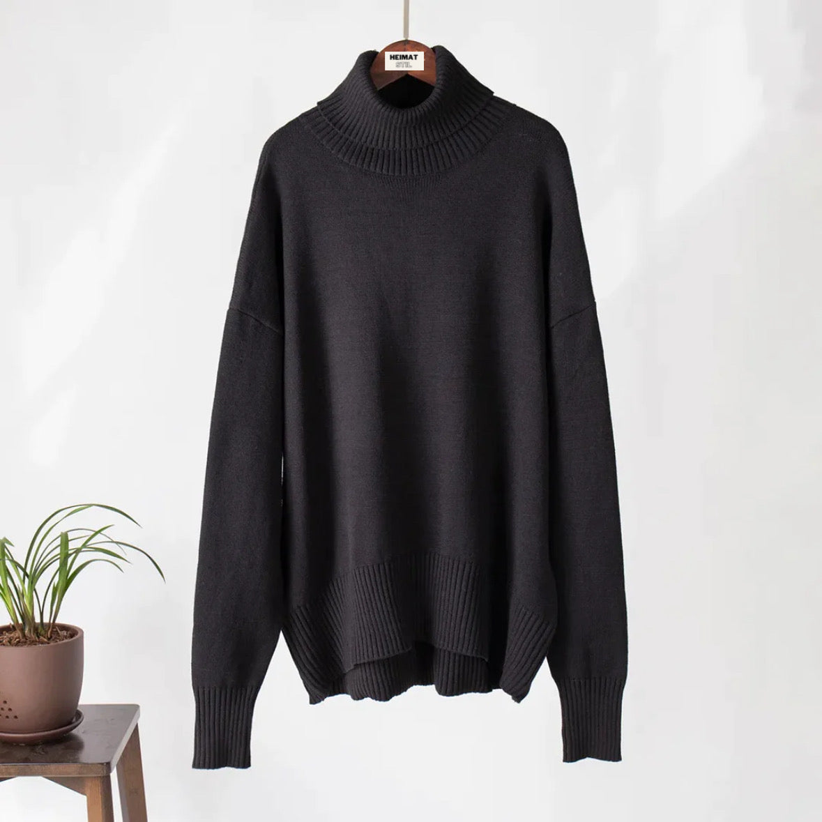 Street-wave Womens Oversized Turtleneck Knit Sweater For Cozy Everyday Comfort And Style