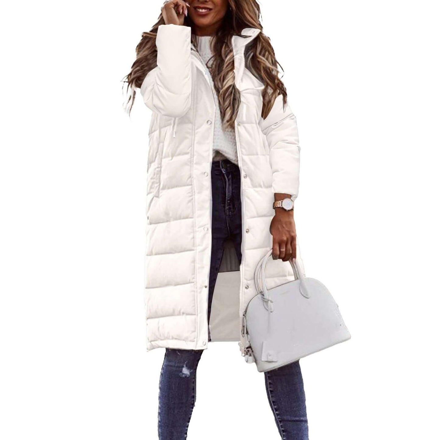 Street-wave Women Puffer Coat With Hood Warm Insulated Long Winter Jacket For Everyday Comfort