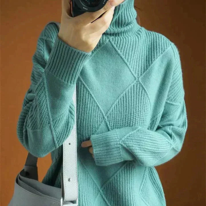 Streetwave Olivia Elegant Turtleneck Sweater For Women With Breathable Comfort And Vintage Design