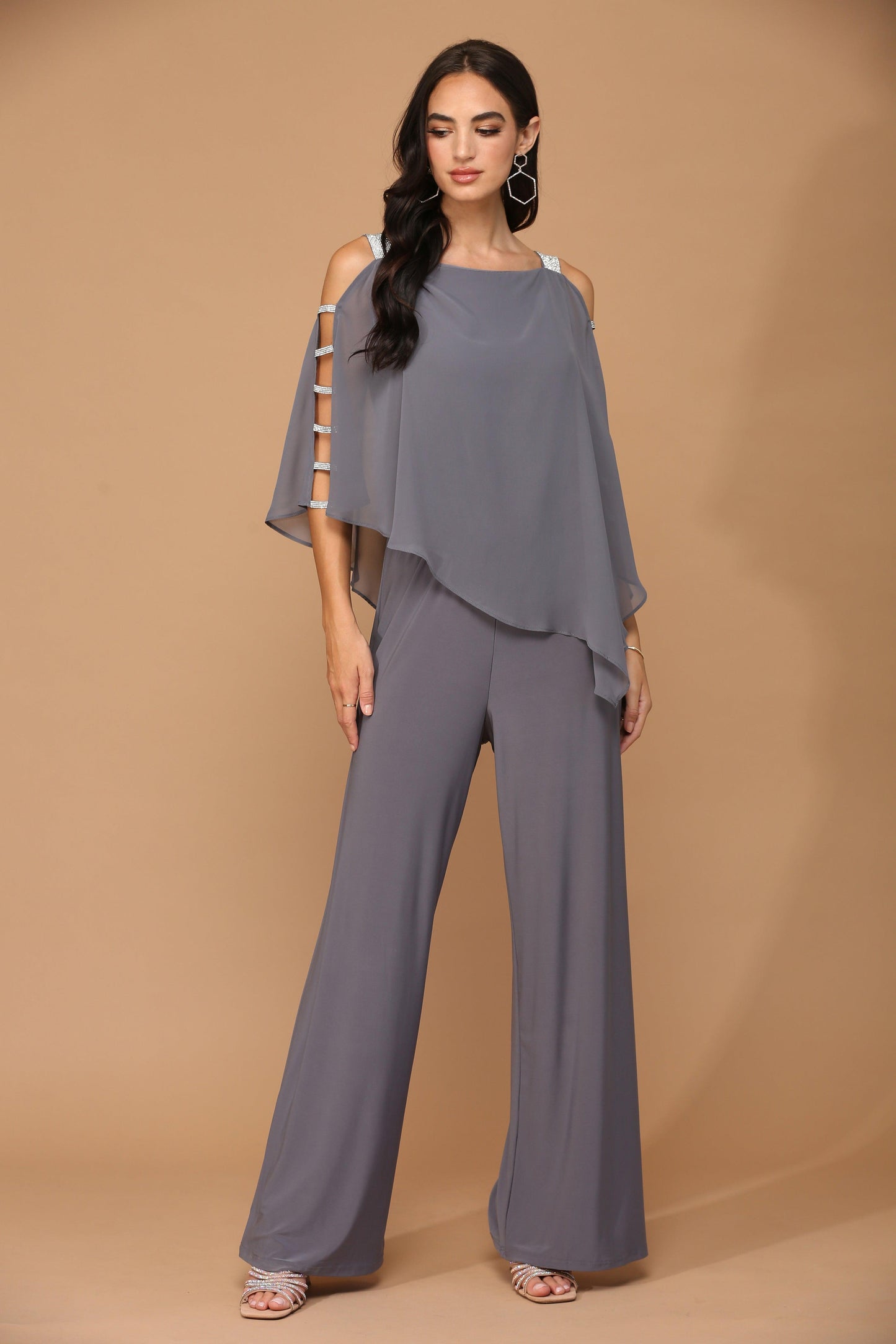 Chiffon Cape Overlay Jumpsuit Street Wave MOB Women