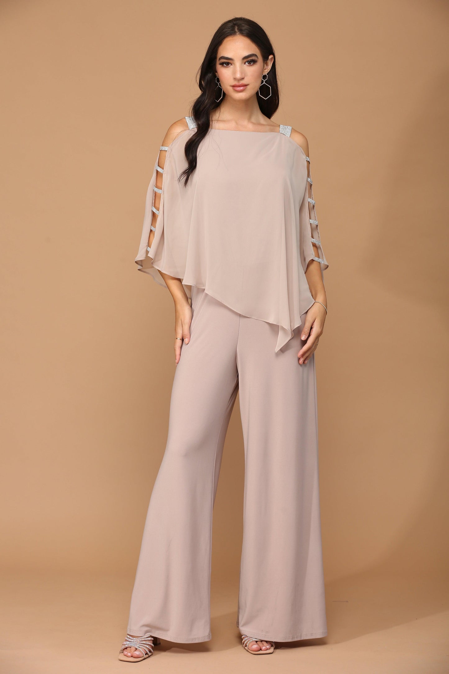 Chiffon Cape Overlay Jumpsuit Street Wave MOB Women