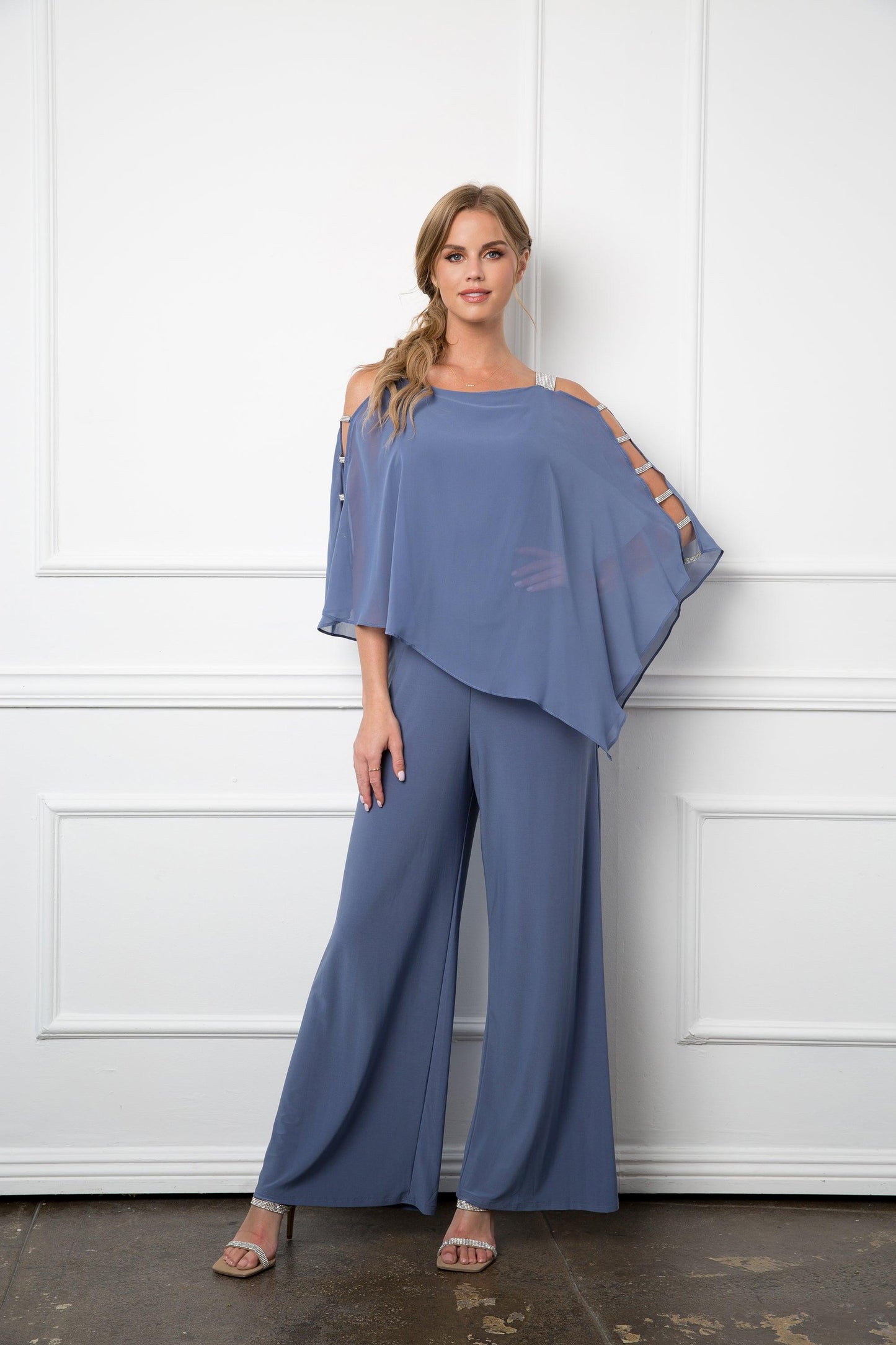 Chiffon Cape Overlay Jumpsuit Street Wave MOB Women