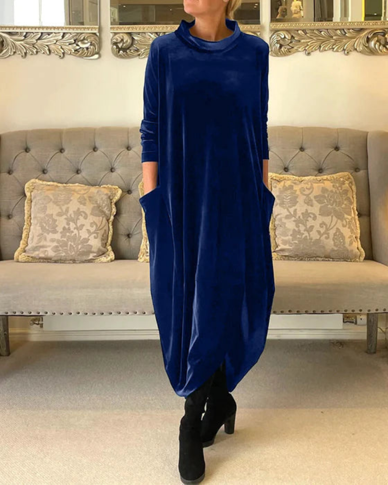 Streetwave Velvet Midi Dress For Women Cozy Winter Style Elegant Chic Everyday Occasion