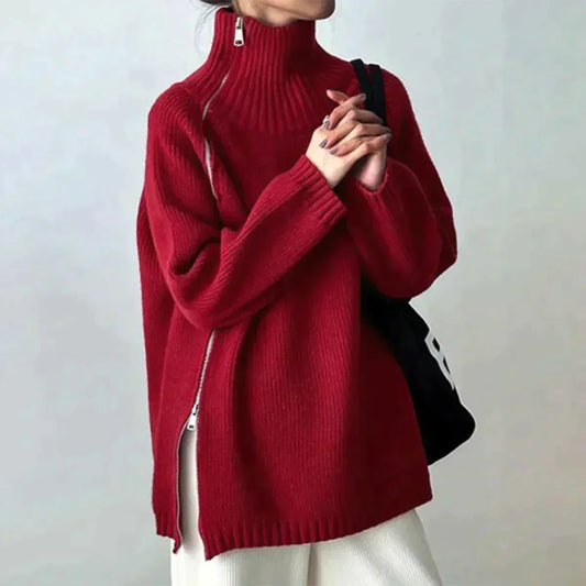 Street-wave | Roter Pullover mit hohem Halsausschnitt - Street-wave