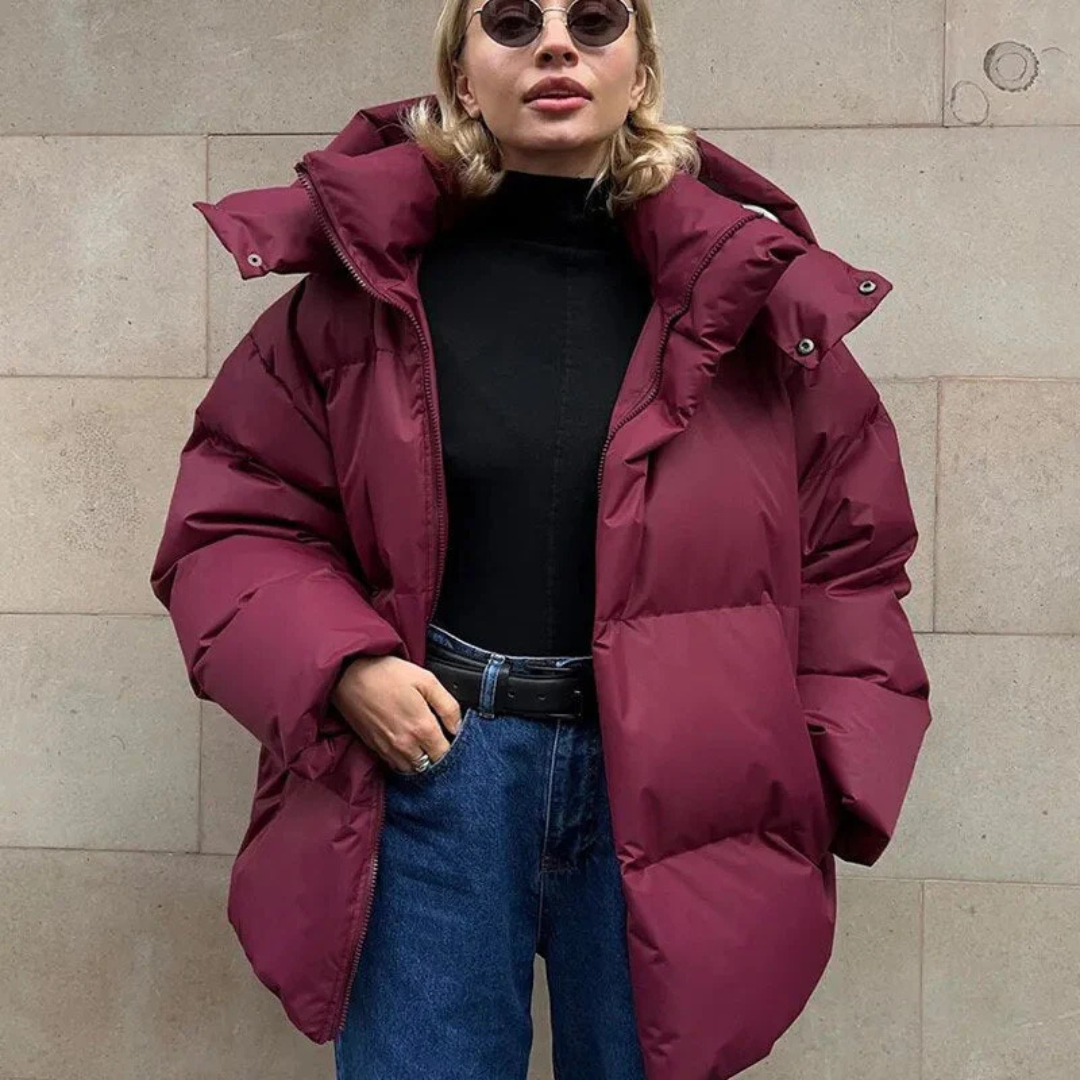 Street-Wave Women’s Oversized Puffer Hooded Jacket Yellow Ultra Warm Comfort for Winter