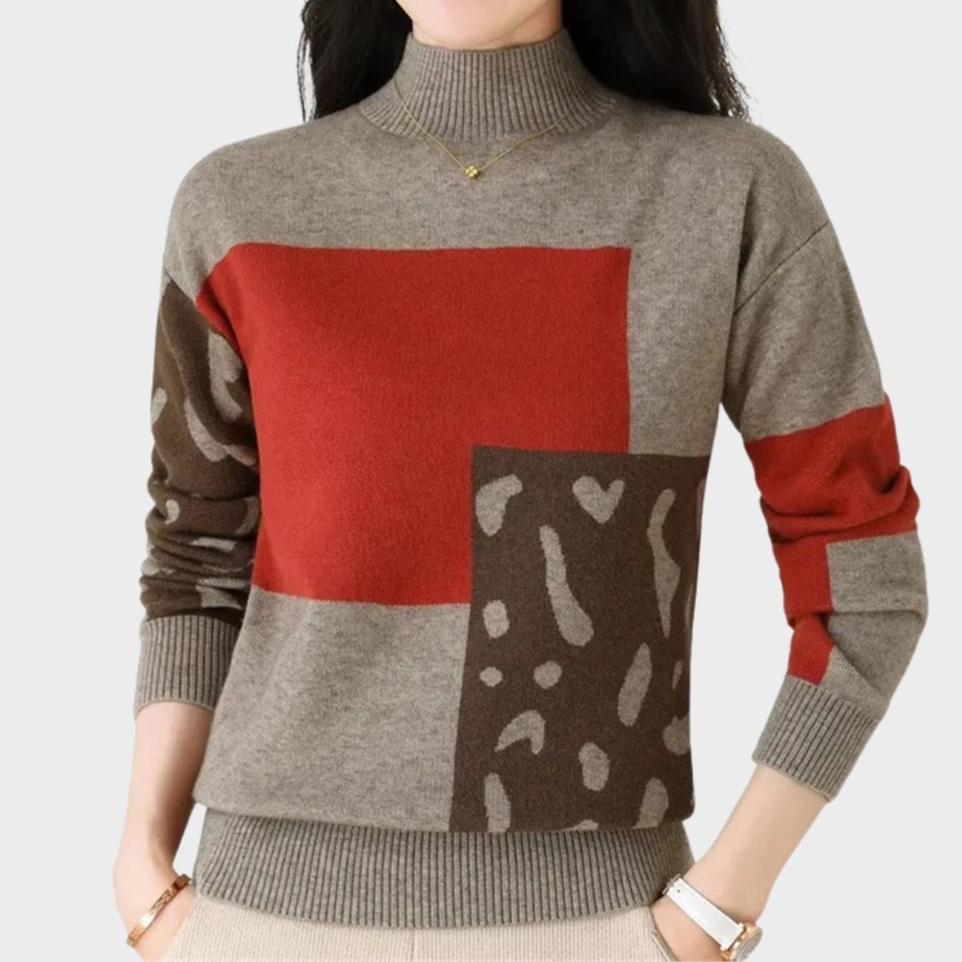 Women's High Collar Sweater with Soft Knit and Versatile Design