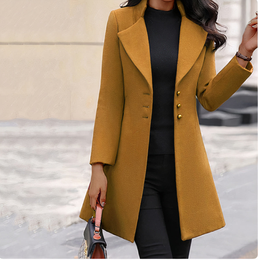 Streetwave Wool Coat With Long Sleeves For Women Warmth And Elegant Tailored Fit