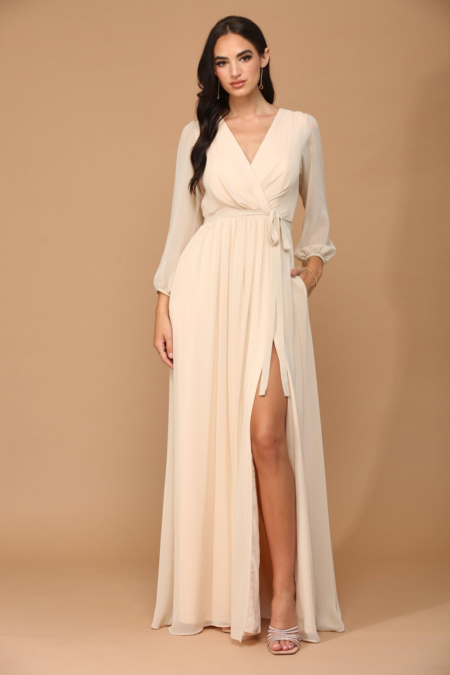 Eva Fashion Mother Of The Bride Long Sleeve Chiffon Gown