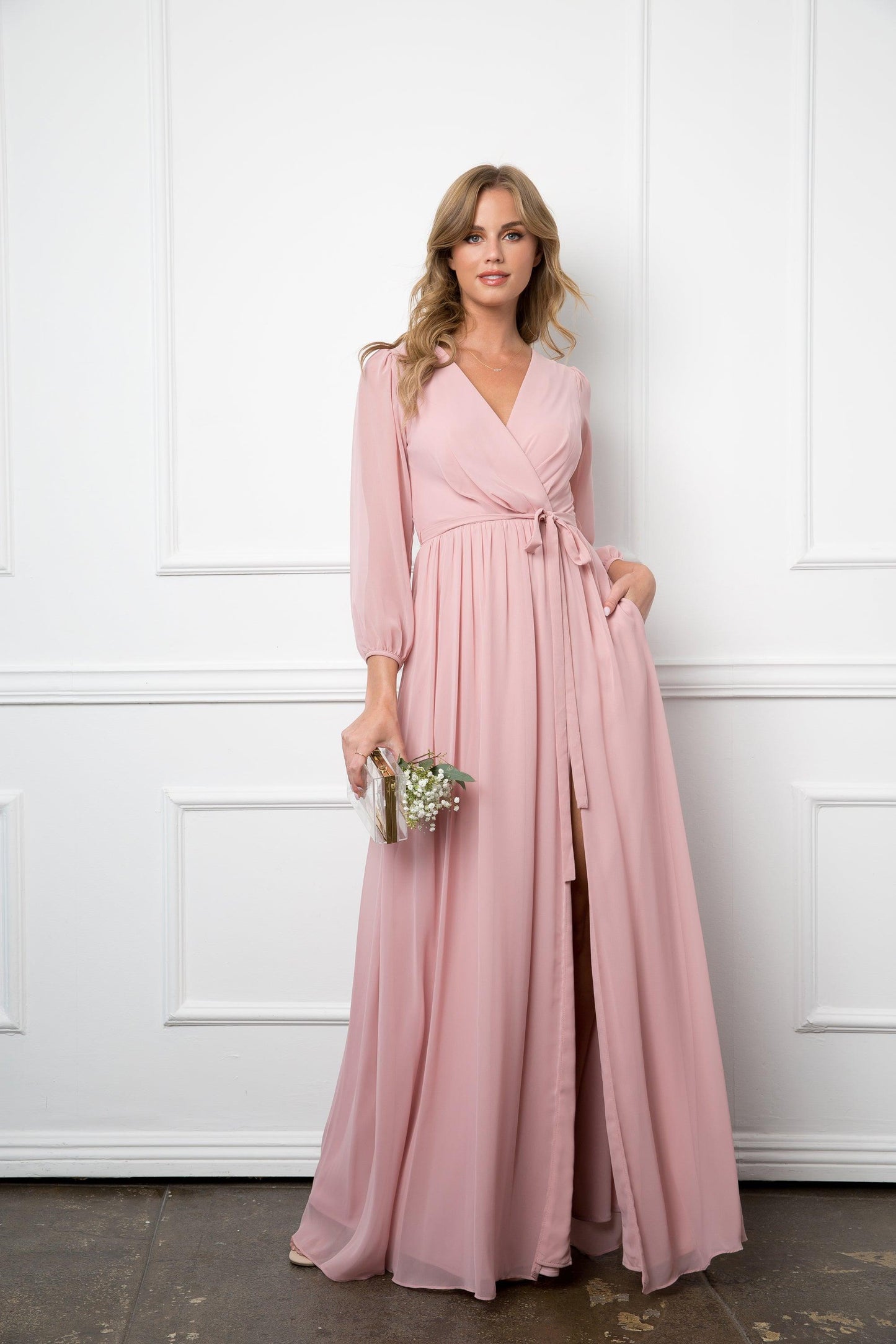 Eva Fashion Mother Of The Bride Long Sleeve Chiffon Gown