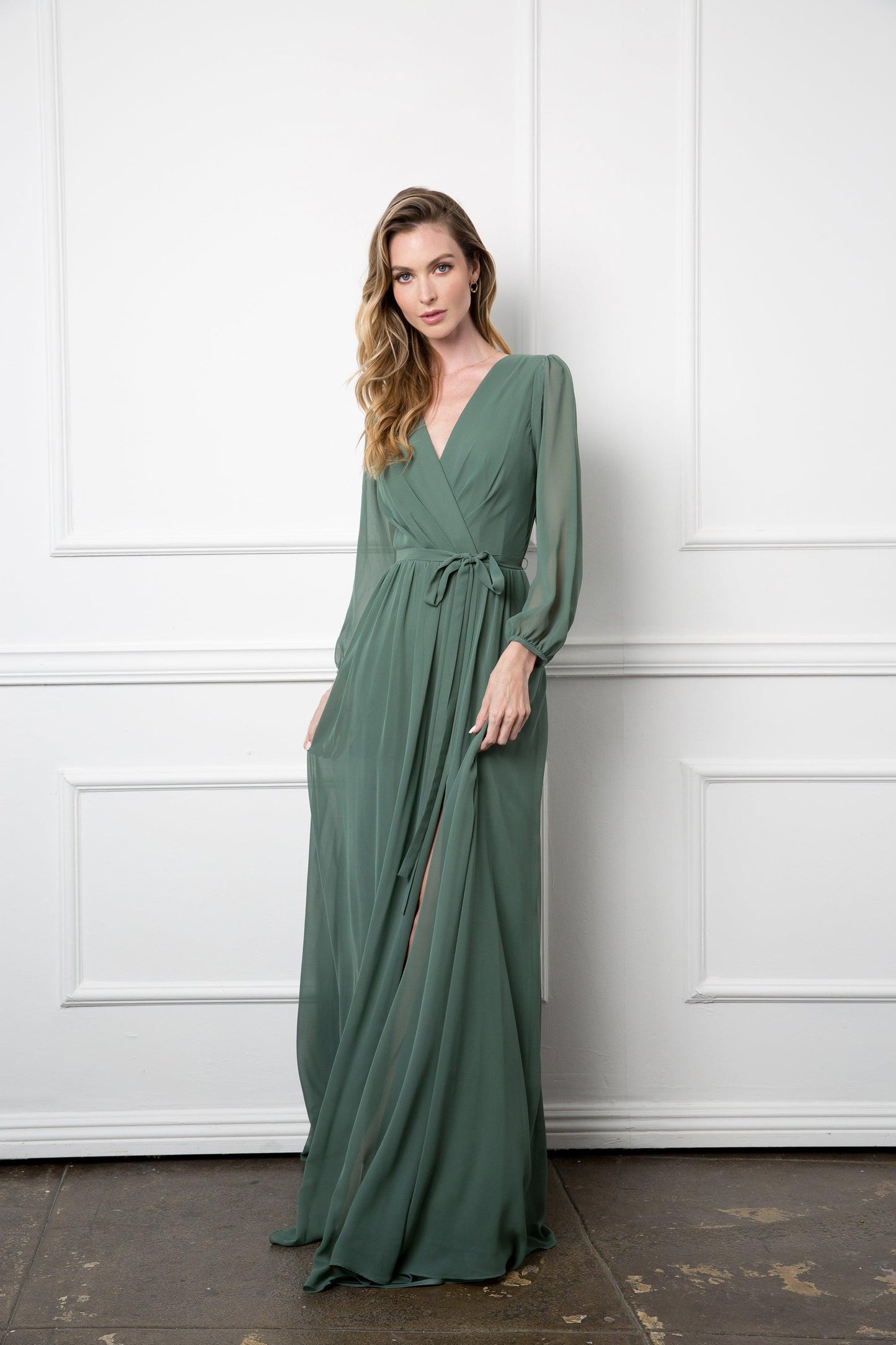 Eva Fashion Mother Of The Bride Long Sleeve Chiffon Gown