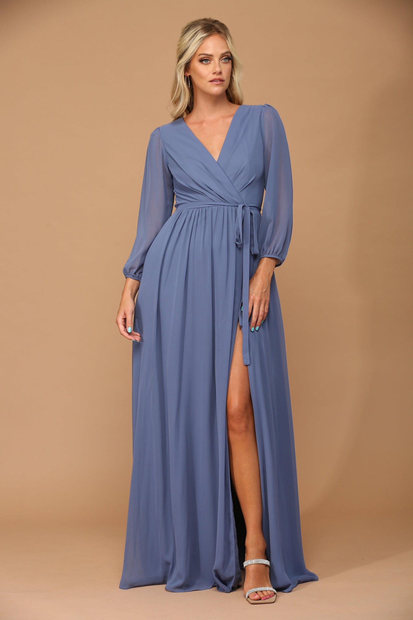 Eva Fashion Mother Of The Bride Long Sleeve Chiffon Gown