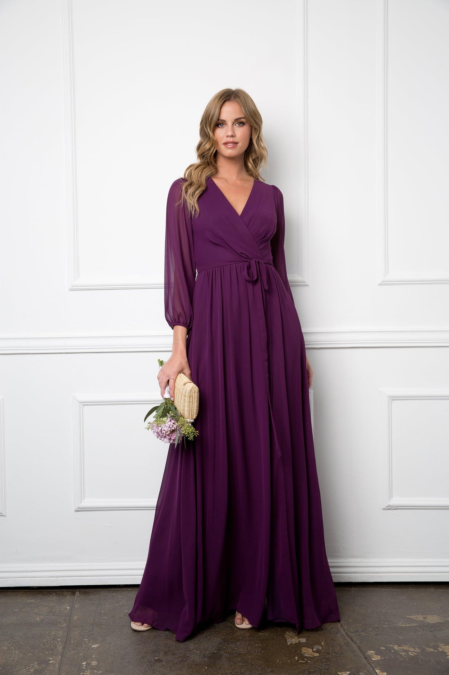 Eva Fashion Mother Of The Bride Long Sleeve Chiffon Gown
