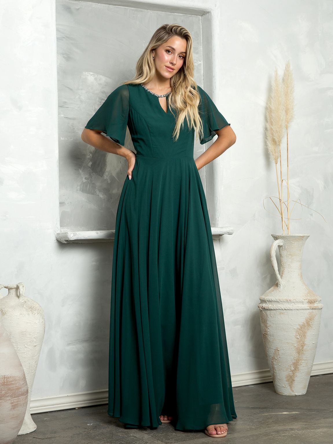 Eva Fashion Beaded Mother Of The Bride Dress Long Chiffon