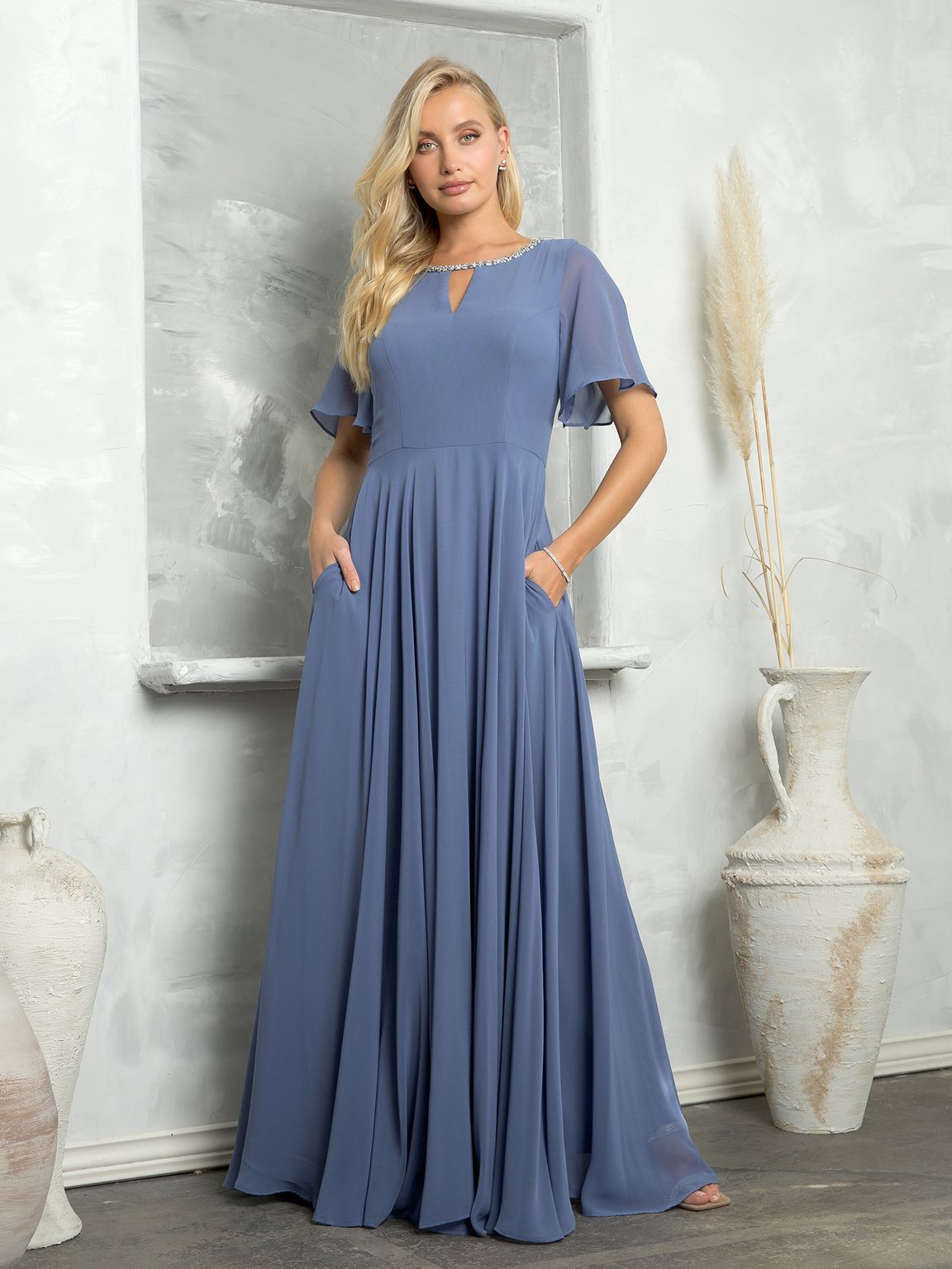 Eva Fashion Beaded Mother Of The Bride Dress Long Chiffon